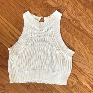 Akira red label white knit crop top